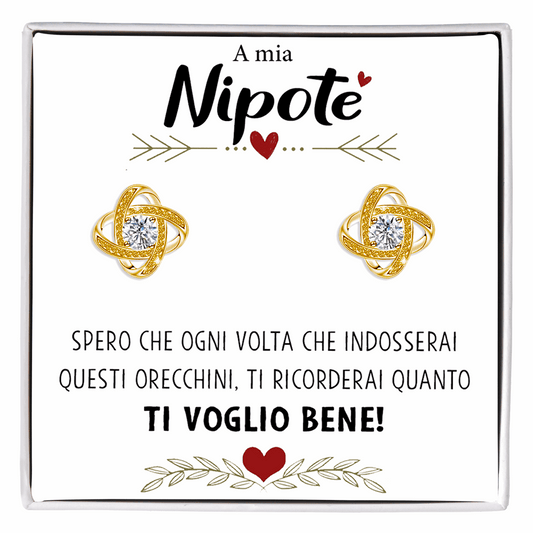 Orecchini Nodo con Pietra in Acciaio chirurgico - A mia Nipote