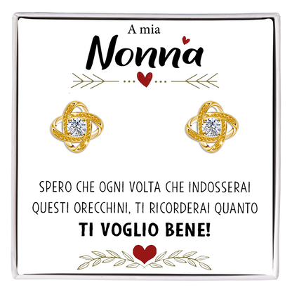 Orecchini Nodo con Pietra in Acciaio chirurgico - A mia Nonna