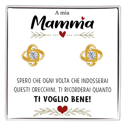 Orecchini Nodo con Pietra in Acciaio chirurgico - A mia Mamma