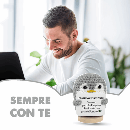 Peluche Crochet Con base in legno - Pinguino Fortunato