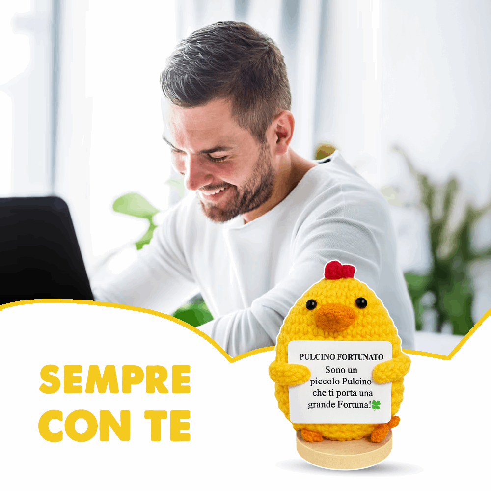 Peluche Crochet Con base in legno - Pulcino Fortunato