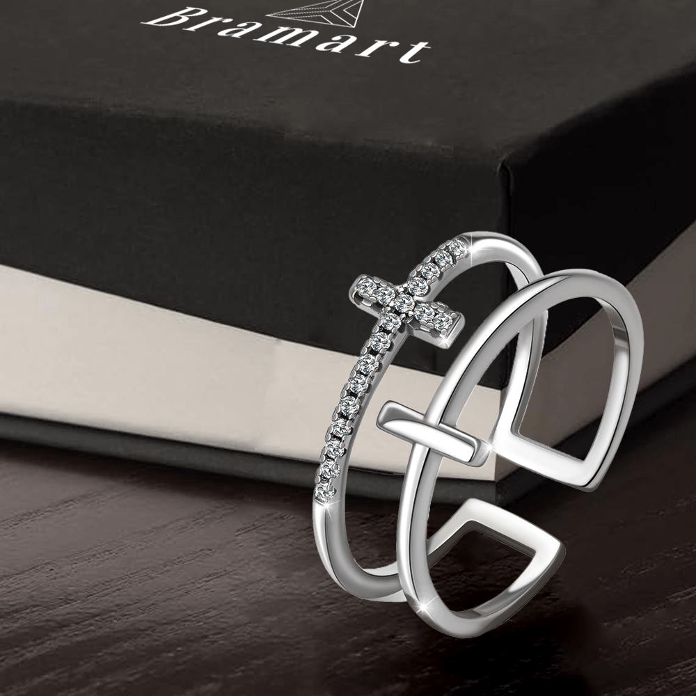 Anello da Donna in Argento Sterling 925 Per mia Sorella - Croce