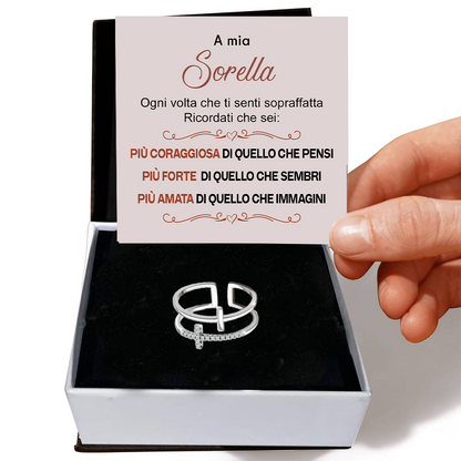 Anello da Donna in Argento Sterling 925 Per mia Sorella - Croce