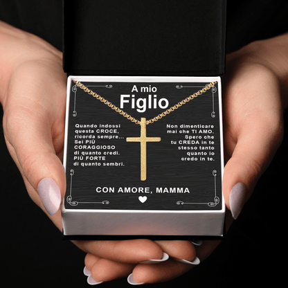 Collana Croce - A Mio Figlio, con Amore Mamma.