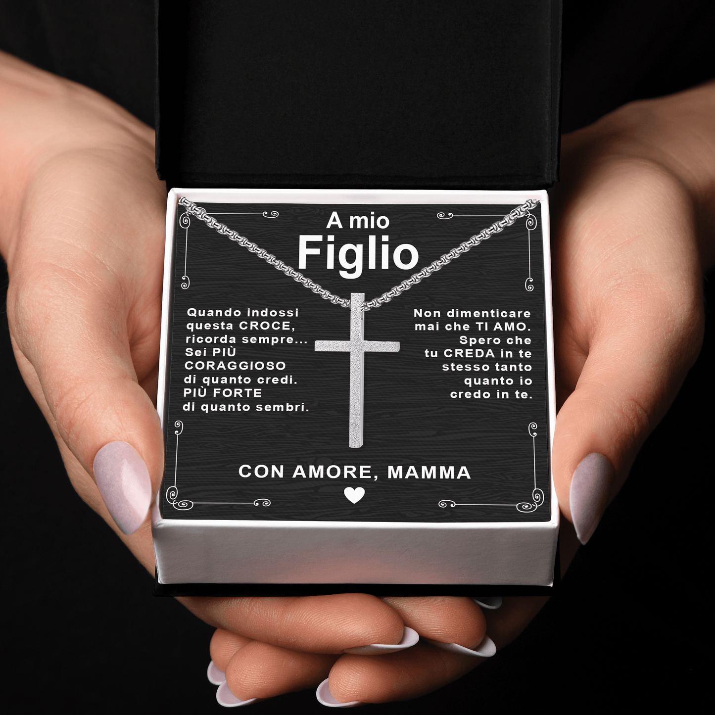 Collana Croce - A Mio Figlio con Amore Mamma.