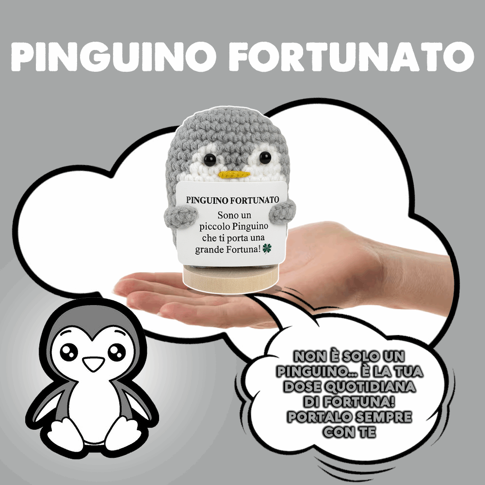 Peluche Crochet Con base in legno - Pinguino Fortunato