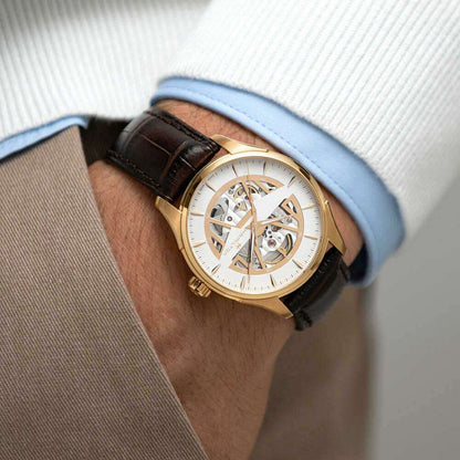 Hamilton Jazzmaster Open Heart Auto Bianco – cinturino in pelle