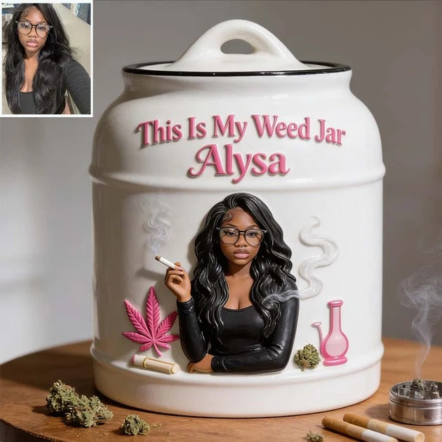 Barattolo Cannabis Personalizzato Ceramica Stash Jar Foto