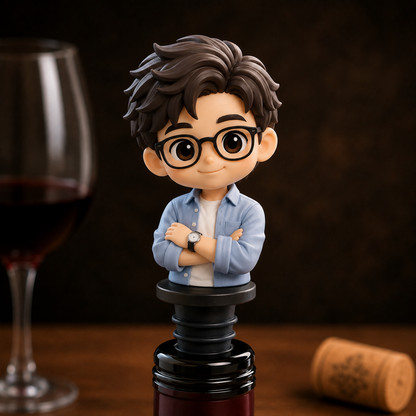 Tappo Vino 3D Personalizzato con Statuina Foto Regalo Anniversario Pet Animali