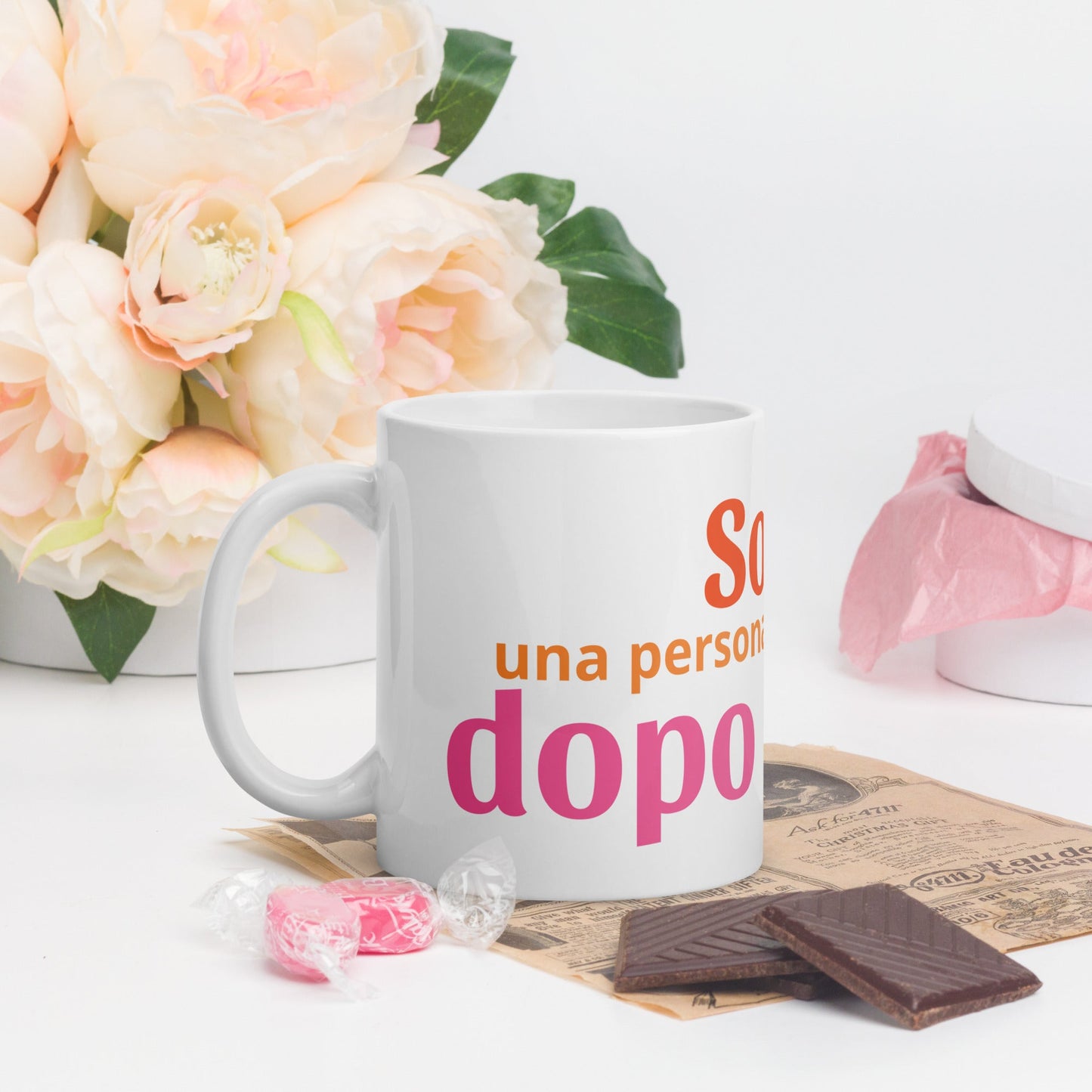 Tazza bianca lucida - Sono una persona mattutina...