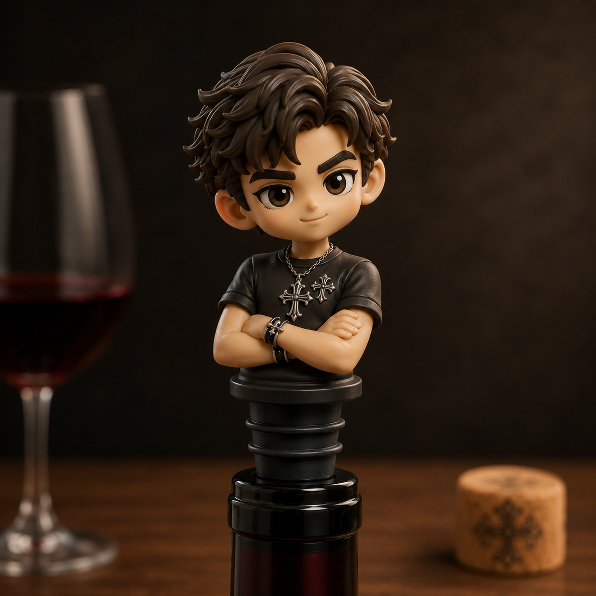 Tappo Vino 3D Personalizzato con Statuina Foto Regalo Anniversario Pet Animali